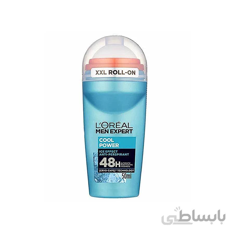 رول ضد تعریق لورآل سری مردانه من اکسپرت مدل کول پاور حجم 50 میلی لیتر ا Loreal Paris Men Expert cool power Roll On Deodorant 50ml