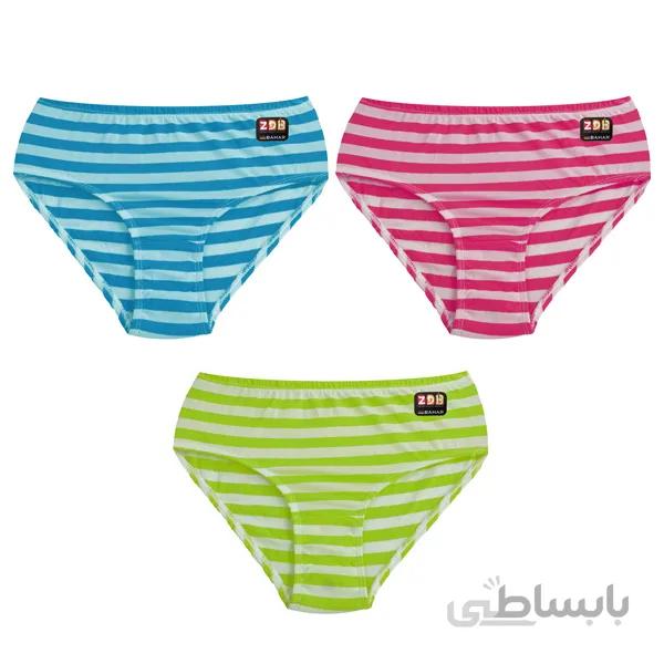 پک 3 تایی شورت نخی زنانه راه راه تیره و قیمت کد ZP48.2