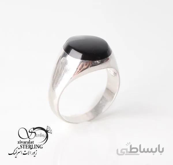 انگشتر نقره مردانه با سنگ مشکی