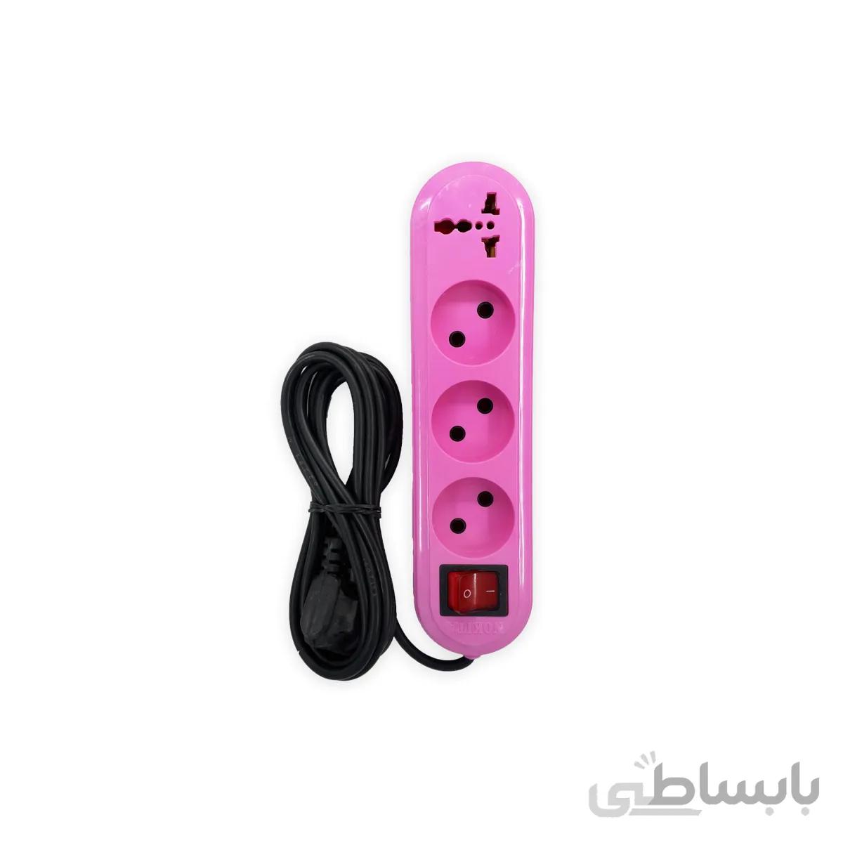 چند راهی برق نوکیتا nokita با یک ورودی 3 شاخه صورتی