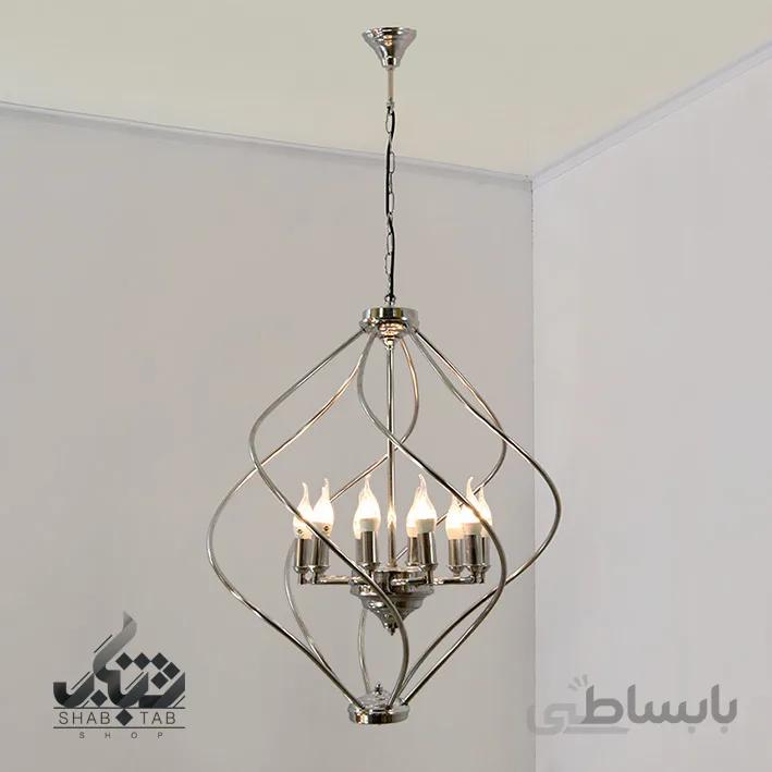 لوستر آویز مدرن فرپیچ 10 شعله کروم