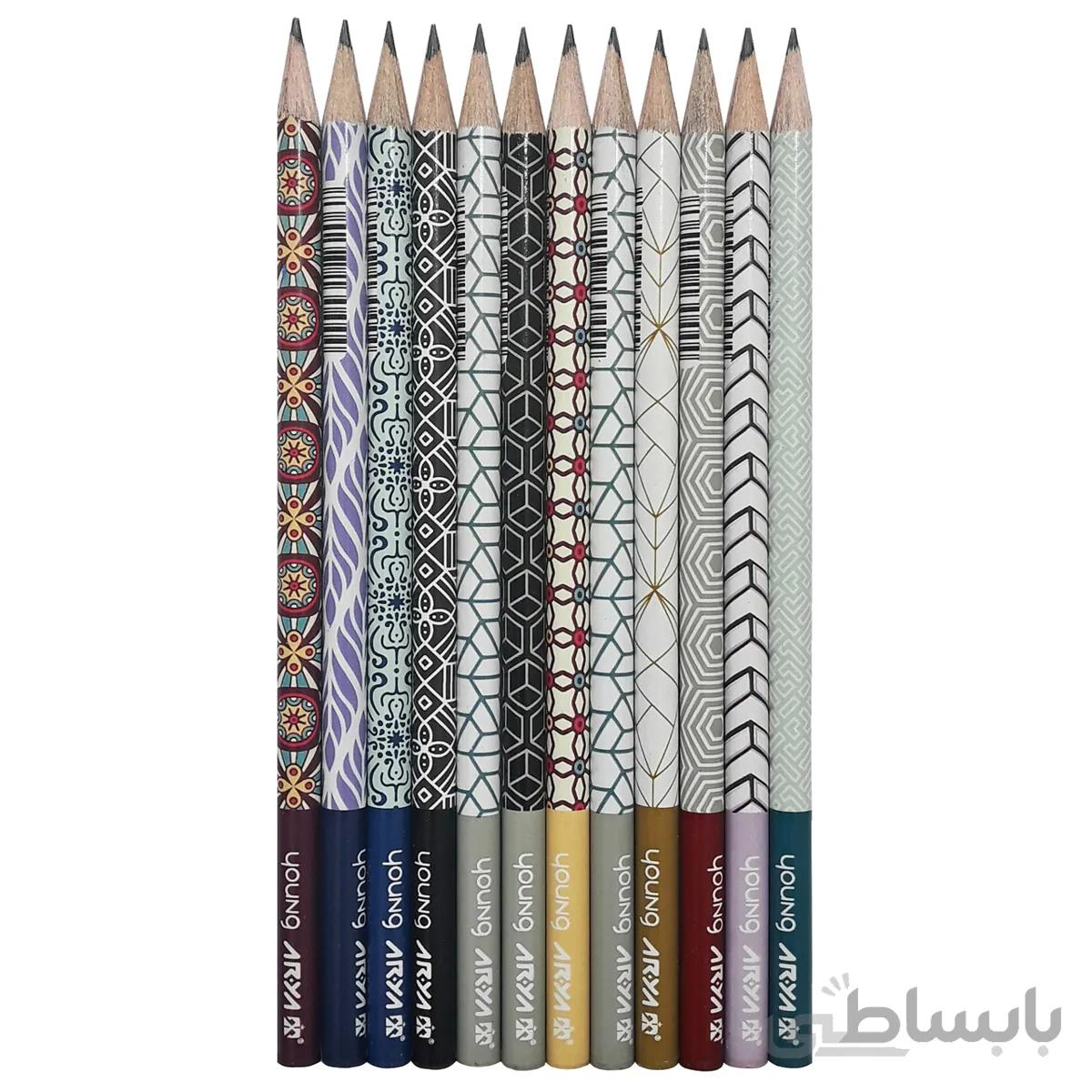 مداد مشکی آریا مدل YOUNG کد A7 بسته 12 عددی