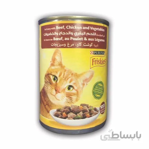کنسرو گربه فریسکیز با طعم بیف و مرغ