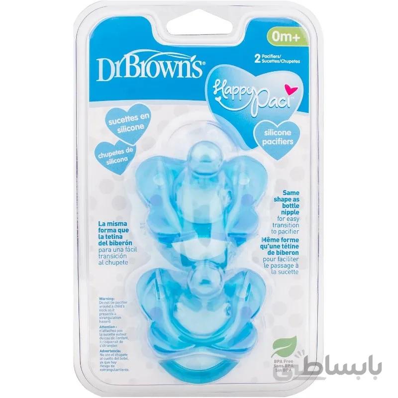 پستانک تمام سیلیکون 2 عددی DR BROWNS مناسب 0 تا 6 ماه آبی