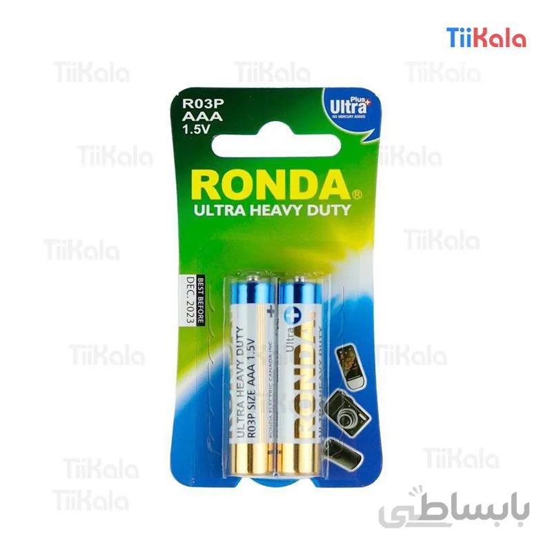 باتری دوتایی نیم قلمی Ronda Ultra Plus Heavy Duty AAA R03P کارت کوچک