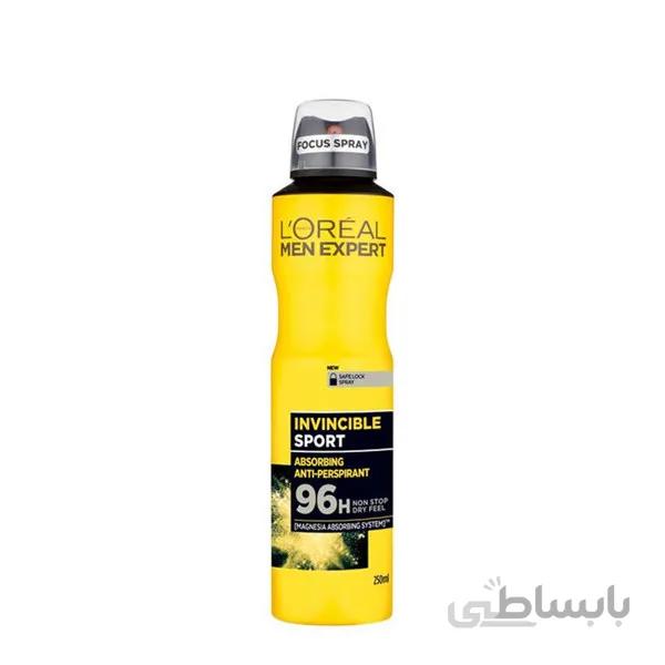 اسپری ضدتعریق لورئال مردانه ۲۵۰ میل مدل Invincible Sport