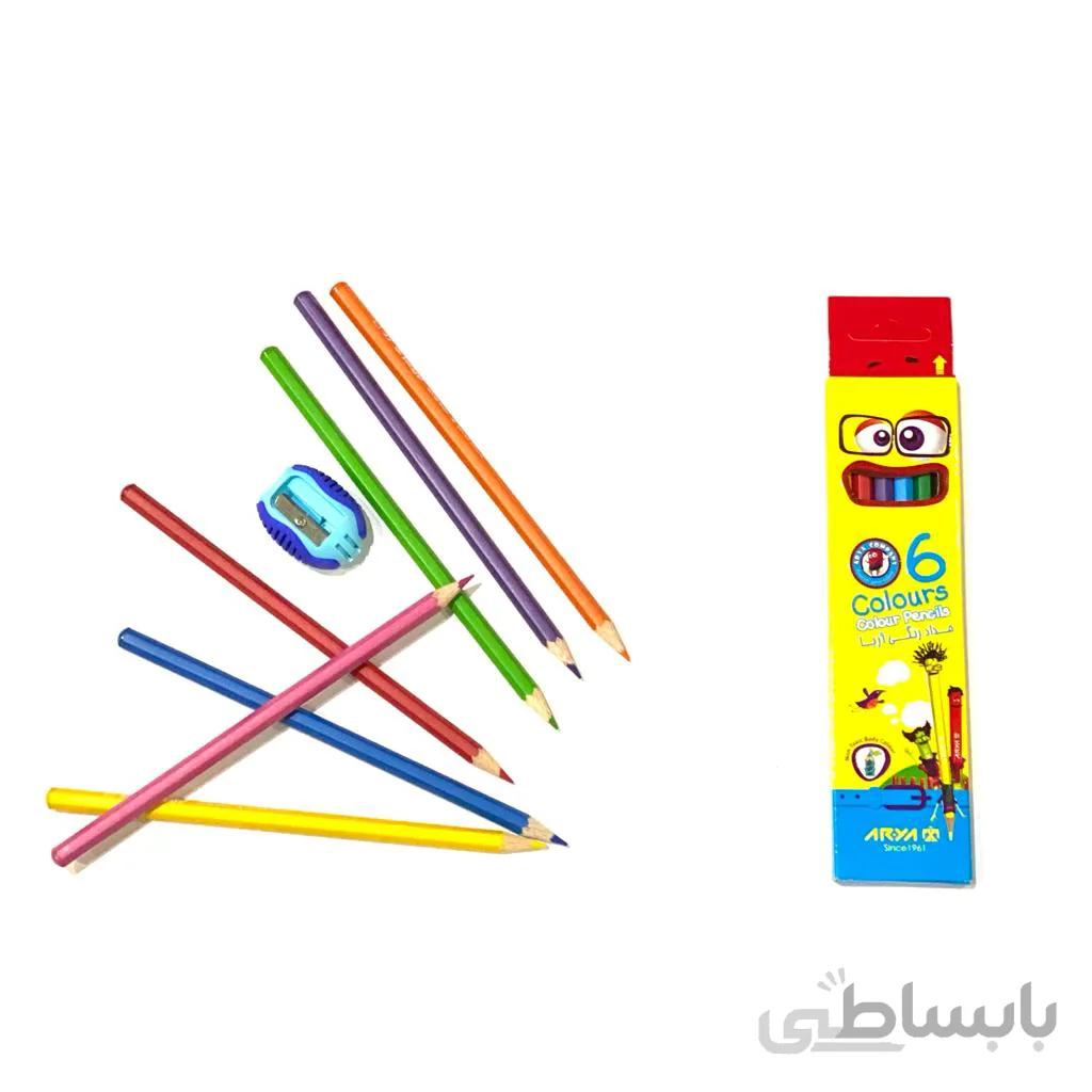 مداد رنگی 6 رنگ آریا