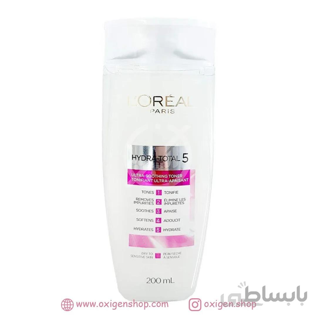تونر پوست خشک و حساس هیدرا توتال لورال ا L'Oreal Paris HydraTotal 5 Ultra Soothing Toner