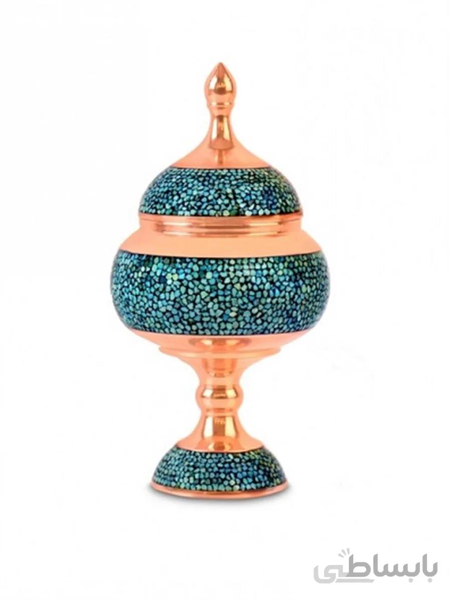 شکلات خوری فیروزه کوبی سایز متوسط استاد آقاجانی-امضا دار ا turquoise dish