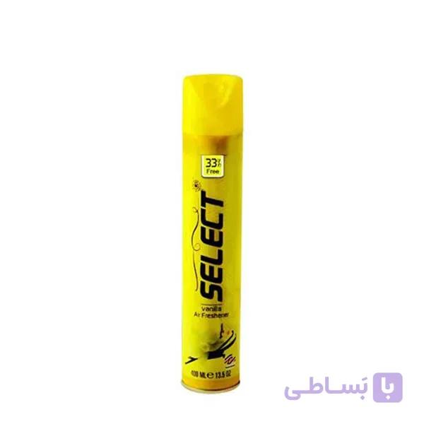 خوشبو کننده هوا 400 میلی لیتری select با رایحه وانیل در بسته 24 عددی ا select air freshener vanilla 400ml
