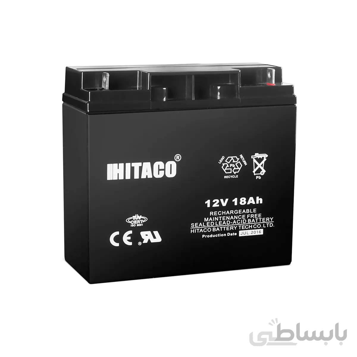مشخصات – قیمت باتری یو پی اس 12 ولت 18 آمپر ساعت هیتاکو مدل H1218