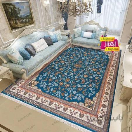 فرش ماشینی نگین مشهد طرح 2599 آبی