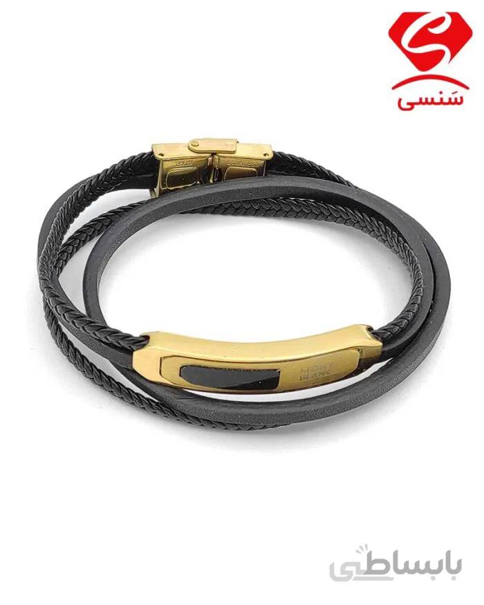 دستبند چرم و استیل کد76