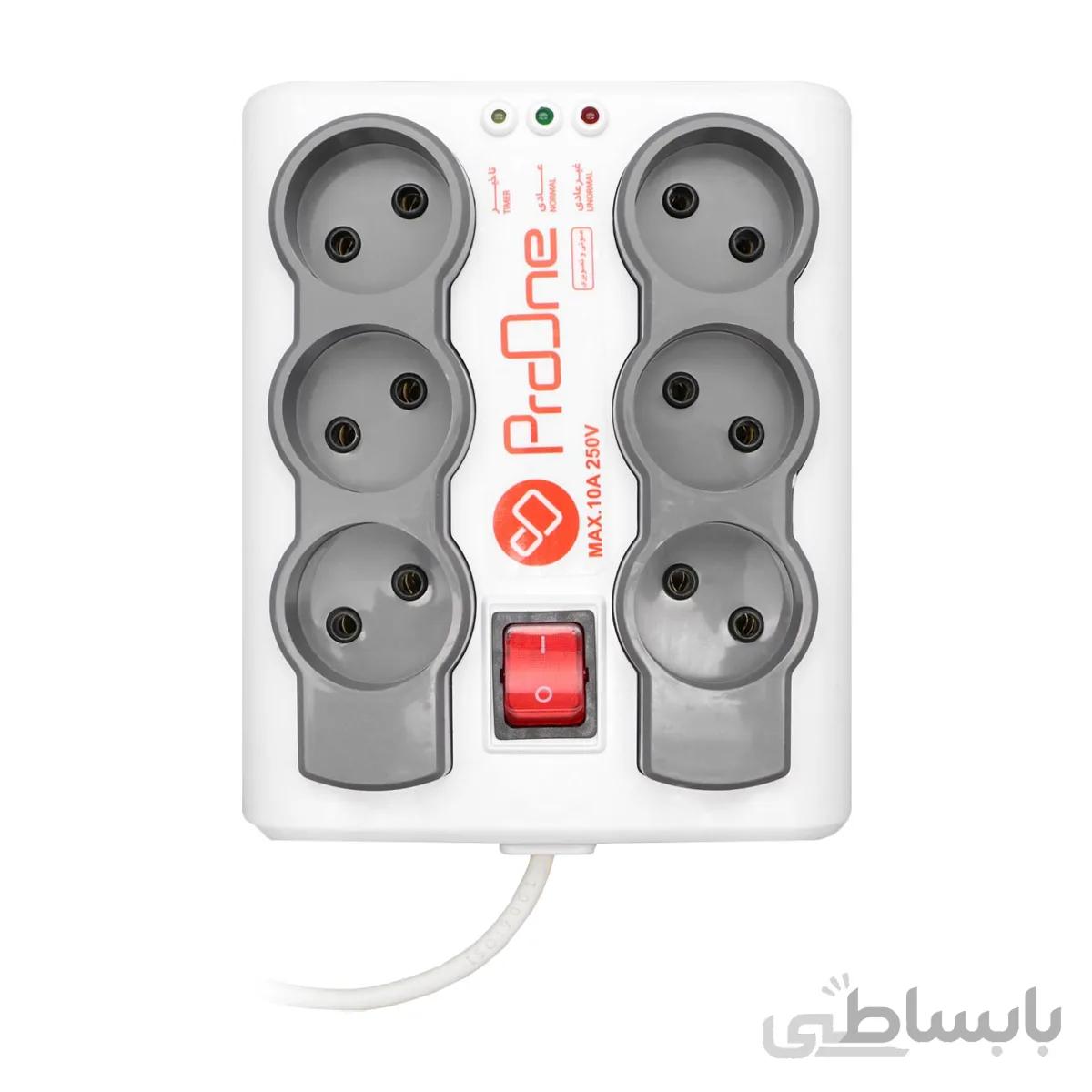 چند راهی برق 6 خانه آنالوگ ProOne کلید دار 3 متری مدل pps610