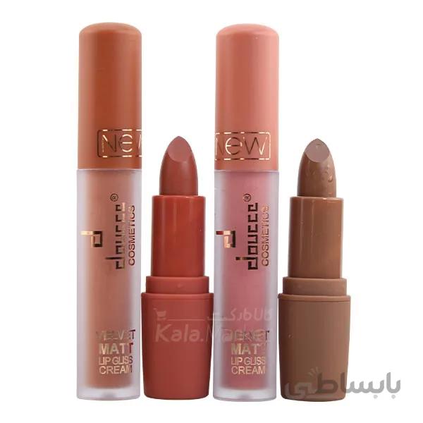 ست ۴ عددی رژ لب جامد و مایع دوسه کد ۴ (Doucce Lip Gloss & Lip Stick Code 04)