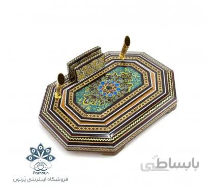 جا قلمی رومیزی 20 × 15خاتم و نقاشی