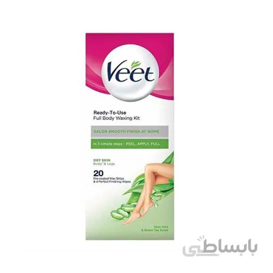 نوار موبر بدن ویت مناسب پوست های خشک حاوی عصاره آلوورا Veet بسته 20 عددی