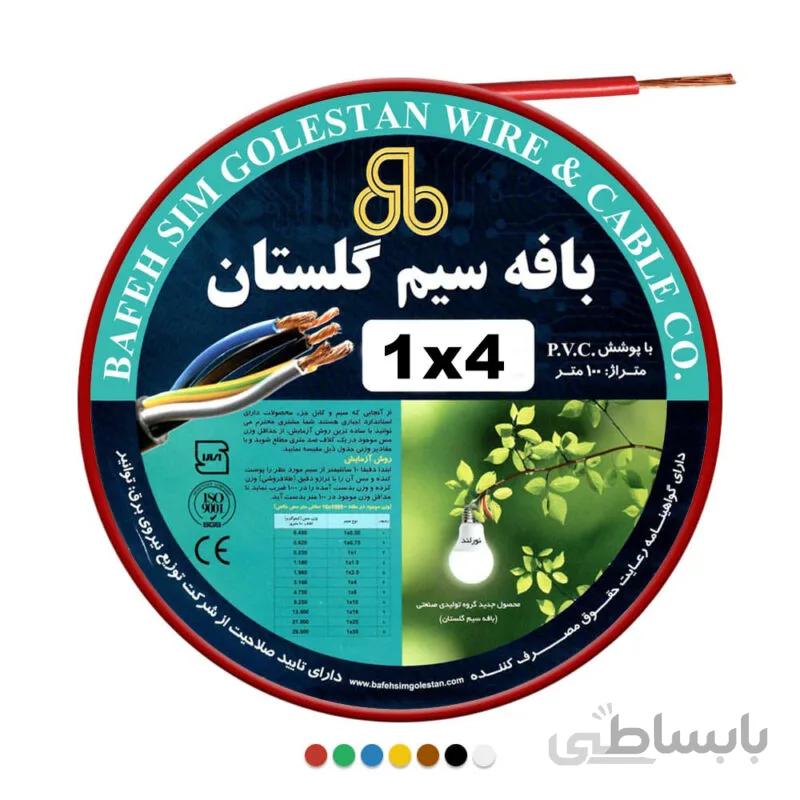 سیم برق بافه سیم ۴×۱ مشکی ۱ متری