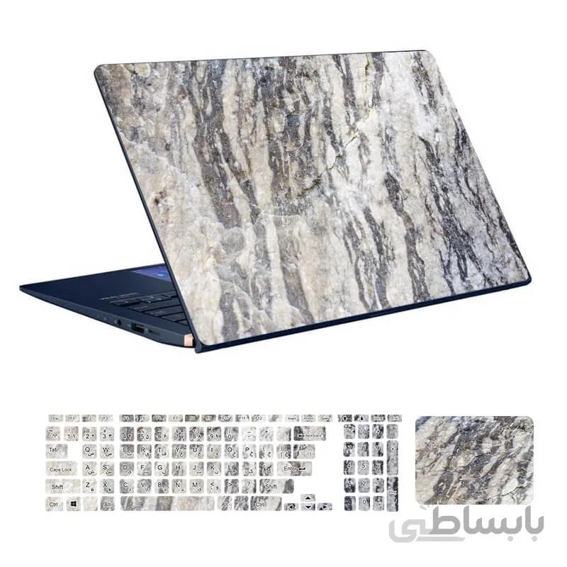 اسکین لپ تاپ طرح Marble کد ۷۵ به همراه استیکر کیبورد