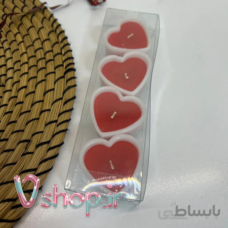 شمع قلبی قرمز و سفید