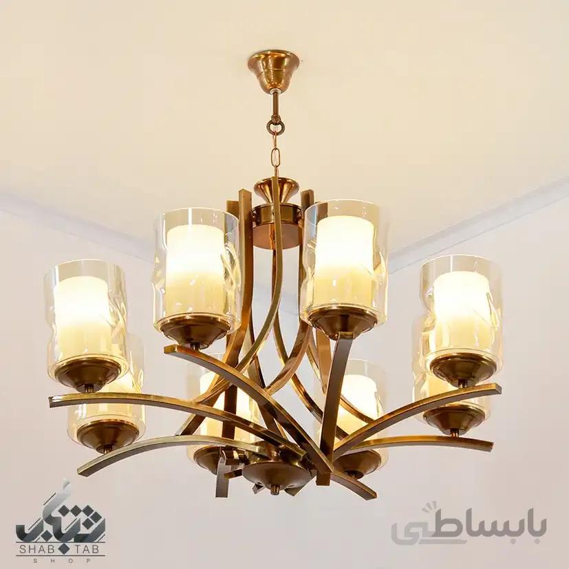 لوستر آویز هشت شعله پارسیان کد 7055/8 حباب خارجی