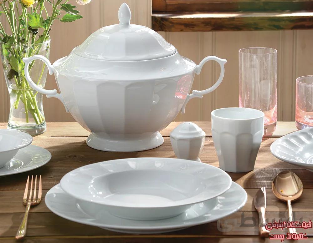 سرویس چینی زرین 6 نفره غذاخوری سفید نئوکلاسیک (29 پارچه) ا Zarin Iran Neo-Classic White 29 Pieces FDC Dinnerware Set