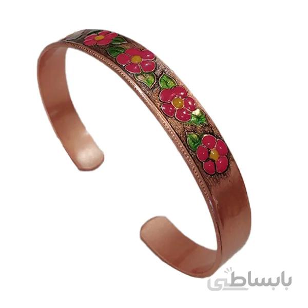 دستبند مسی دخترانه 5گل قرمز کد JW194