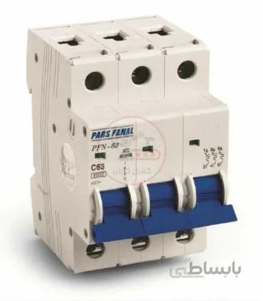 کلید مینیاتوری پارس فانال سه پل 2 آمپر PFN-3P-C2