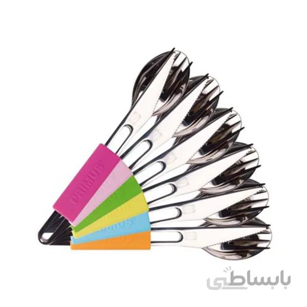 قاشق کارد و چنگال فولادی پریموس با دسته رنگی