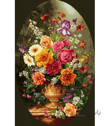 نخ و نقشه تابلو فرش گل کد 100