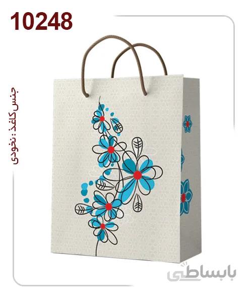 ساکدستی فانتزی گل دار با کاغذ نخودی کد10248