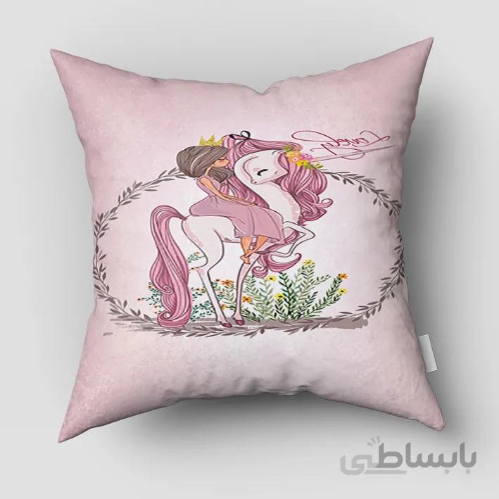 کوسن چاپی دخترانه طرح تکشاخ pk-2924