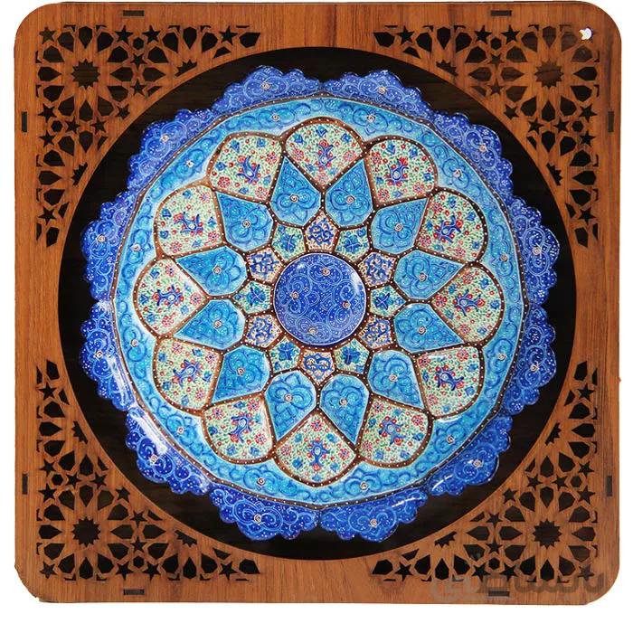 بشقاب میناکاری جعبه چوبی ارتفاع 25 سانتی متر کد BT-17