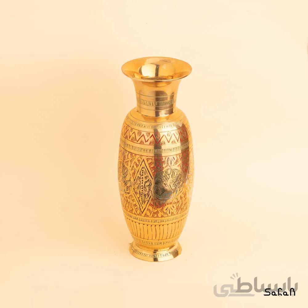 گلدان برنجی قلمزنی طلایی سایز 1