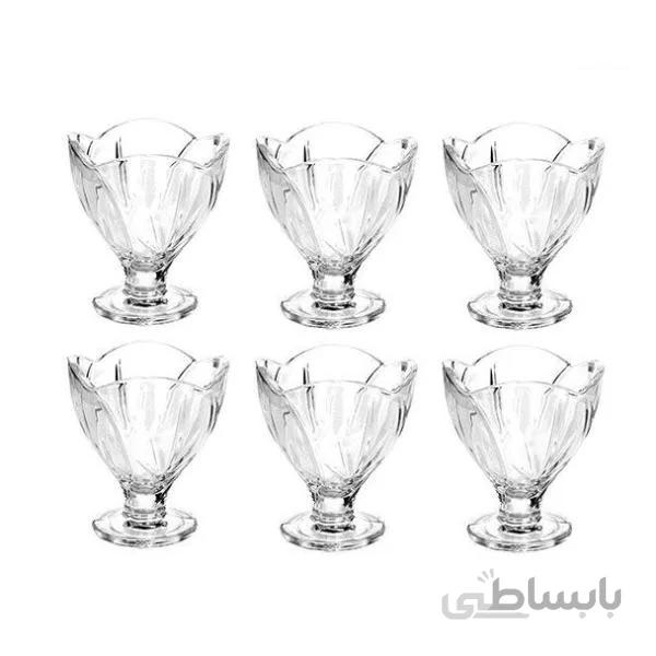 بستنی خوری شیشه و بلور اصفهان مدل لاله کد ۷۶۵ بسته ۶ عددی