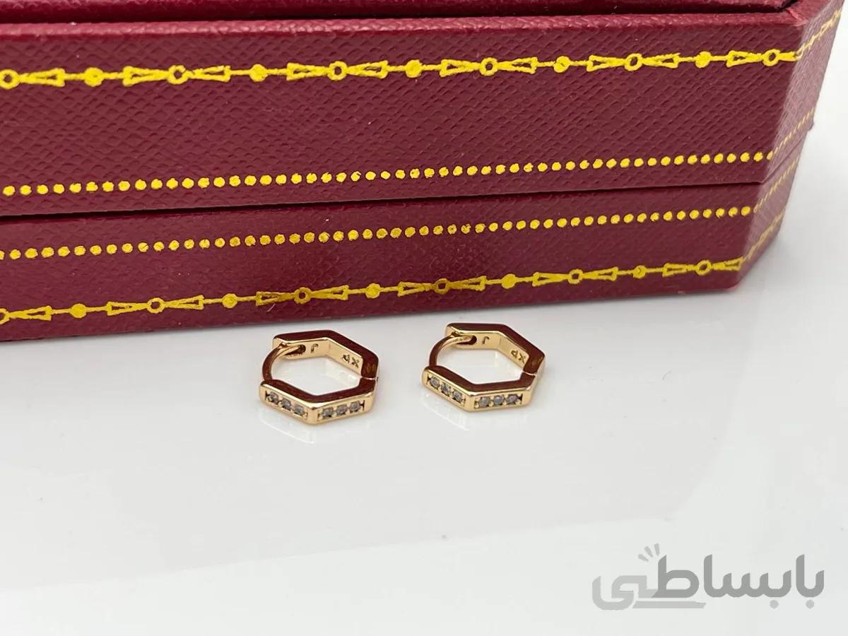 گوشواره ژوپینگ حلقه ای پنج ضلعی نگین کاری