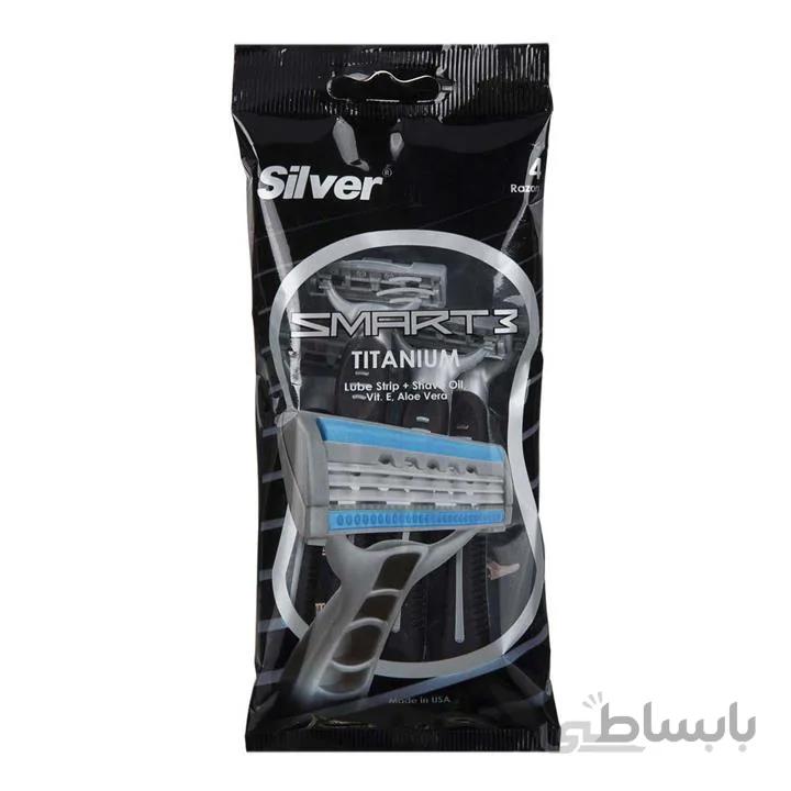 خود تراش 4 عددی سیلور مدل Smart3 ا Silver Smart3 Blade Pack of 4