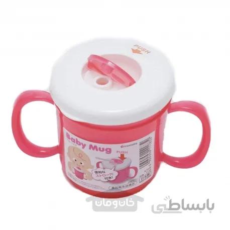 لیوان صورتی دسته دار نوزاد (ساخت ژاپن)