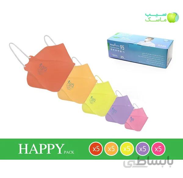 ماسک تنفسی چهار لایه سه بعدی نانو مدل هپی (۲۵ عدی) ا 3d face mask happy nano