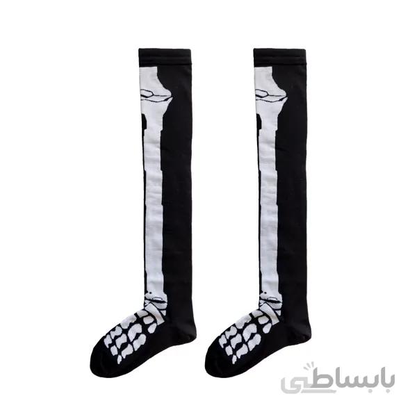 جوراب ساق بلند بالا زانو زنانه طرح اسکلت کد PH582