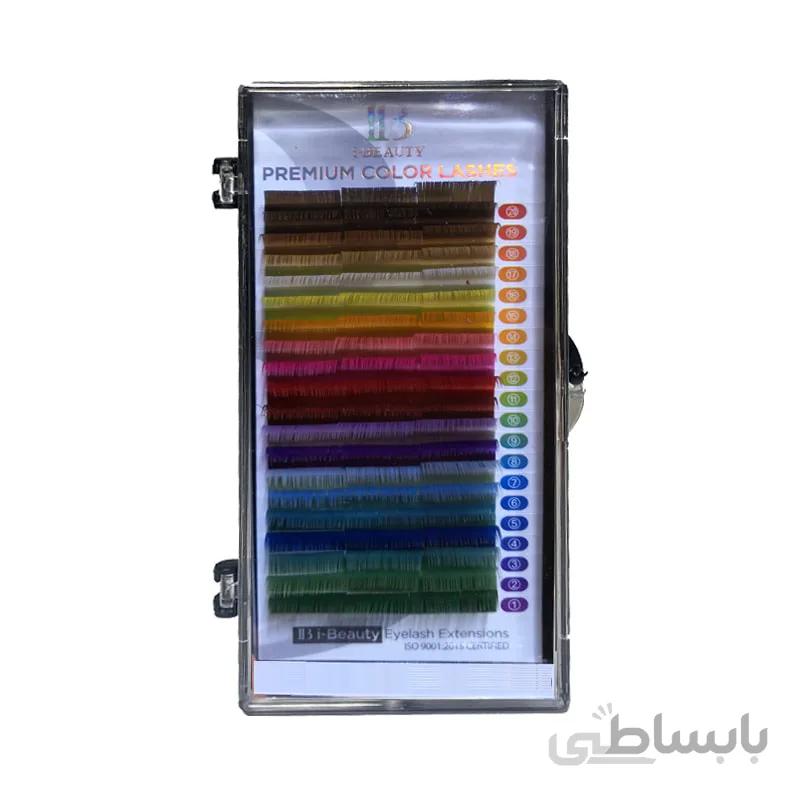 پالت مژه اکستنشن والیوم رنگی آی بی IB سایز میکس 12/13/14 ضخامت 0.10 فر D