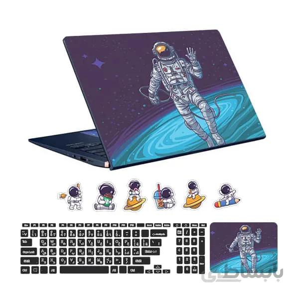 اسکین لپ تاپ طرح Astronaut کد ۱۶ به همراه استیکر کیبورد