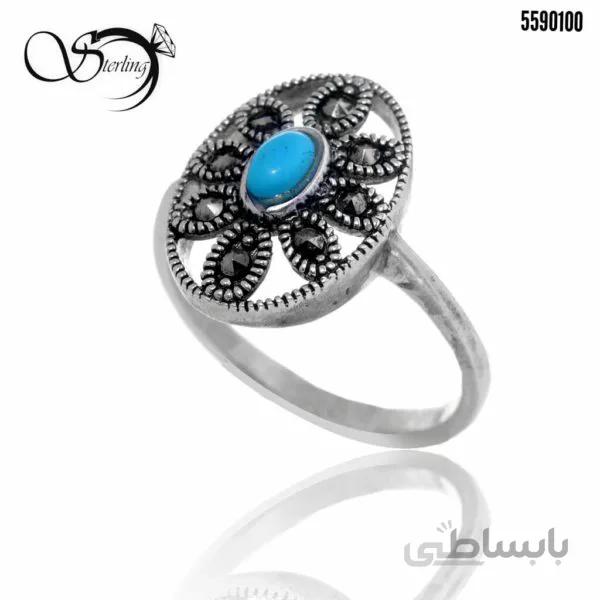 انگشتر نقره زنانه با نگین طرح فیروزه کد:۲۶۱۵