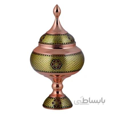 شکلات خوری مسی خاتم کاری اثر آقاجانی ارتفاع 27 سانتی متر کد C-502