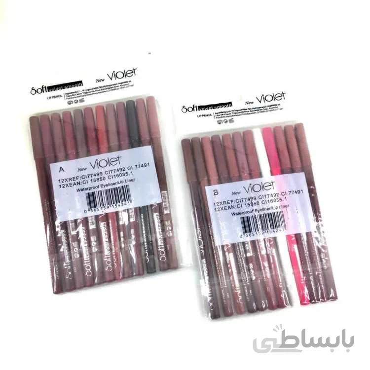 خط لب مدادی رنگی ویولت Violet پک ۱۲ عددی