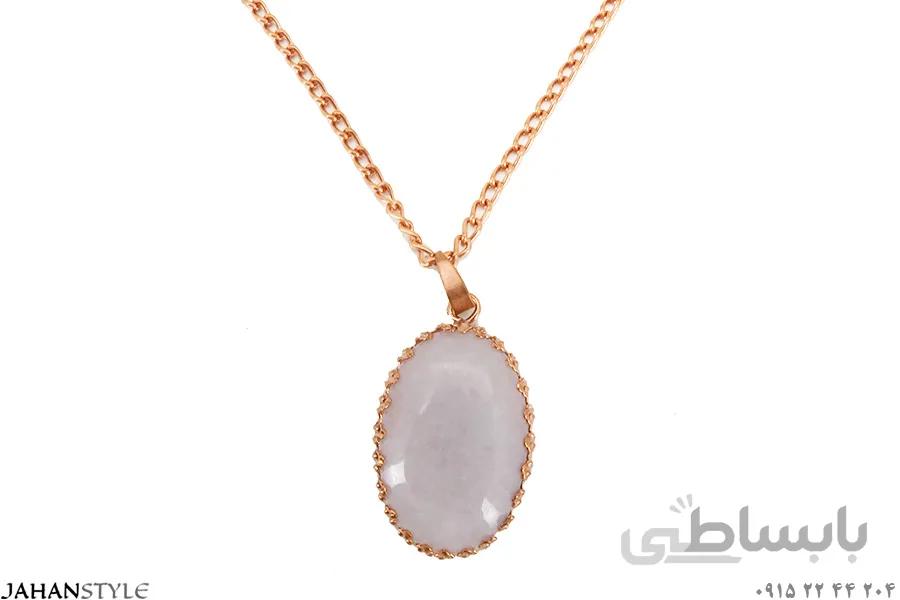 گردنبند مسی دخترانه نگین سفید