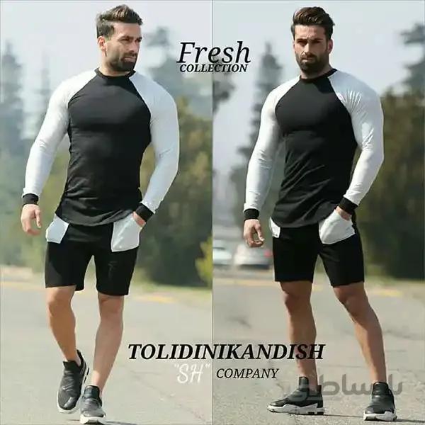 ست تیشرت شلوارک مردانه ساده جنس دورس ا Dors simple men's shorts t-shirt set