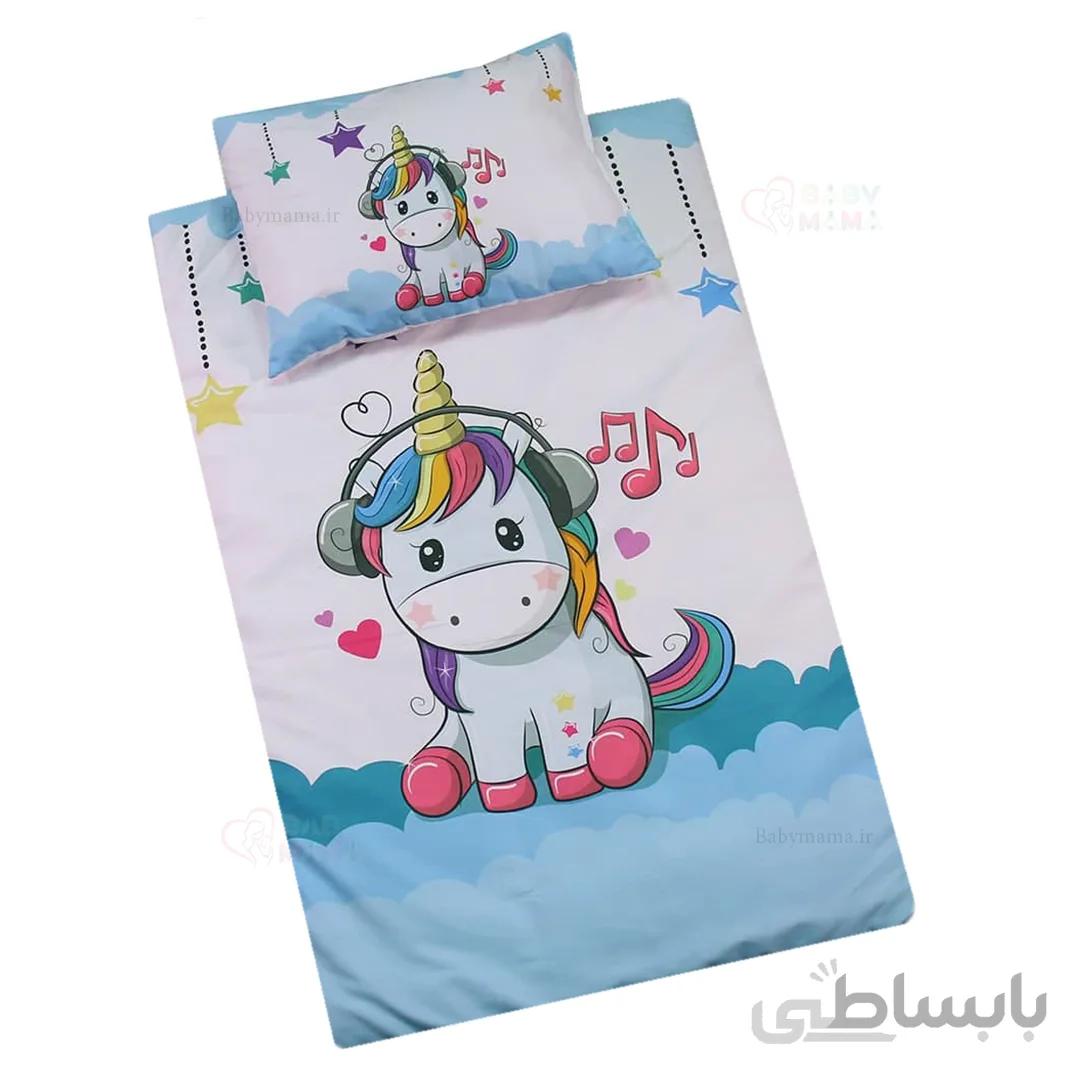 ست بالش و پتو تترون چاپی یونیکورن