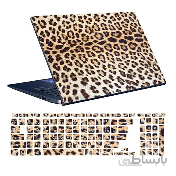 اسکین لپ تاپ طرح Leopard کد ۰۱ به همراه استیکر کیبورد
