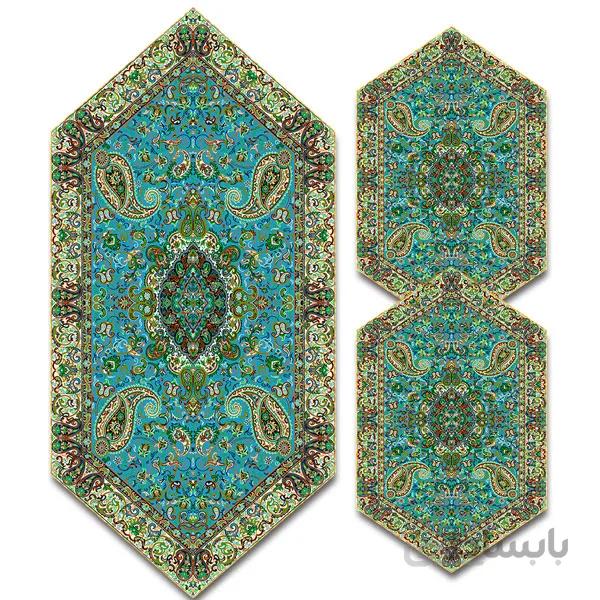 رومیزی مربع ترمه طرح سالار مشکی ابریشم کد 710 کد 410575